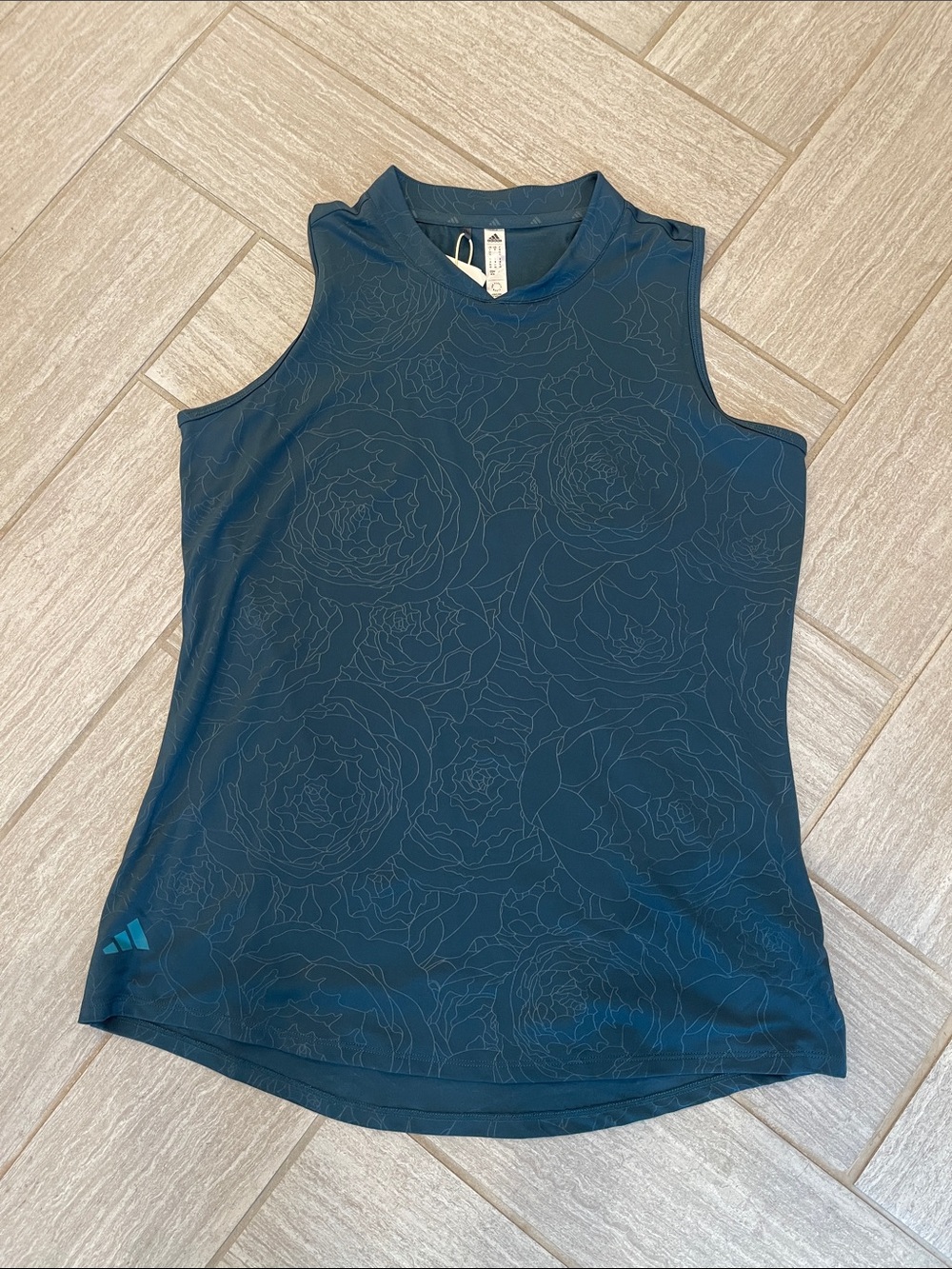 adidas Women’s Teal/Green Floral Sleeveless Athletic Tank